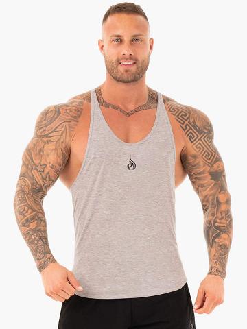 Ryderwear Men Gym Stringers Active T-Back Men's Gym Stringers Grey Marl | CA2655WY