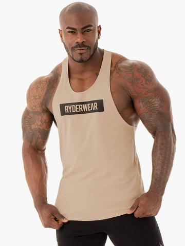 Ryderwear Men Gym Stringers Base Stringer T-Back Men's Gym Stringers Sand | CA2650UT