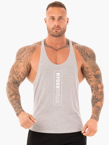 Ryderwear Men Gym Stringers Flex T-Back Stringer Men's Gym Stringers Grey Marl | CA2636EX