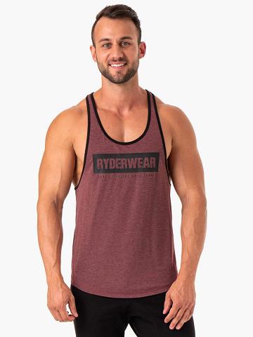 Ryderwear Men Gym Stringers Iron Stringer T-Back Men's Gym Stringers Burgundy Marl | CA2632UT
