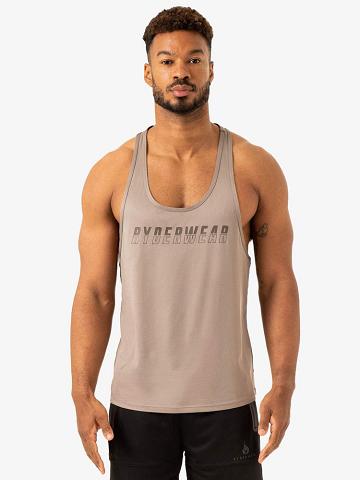 Ryderwear Men Gym Stringers Overdrive Stringer T-Back Men's Gym Stringers Mushroom | CA2618ZG