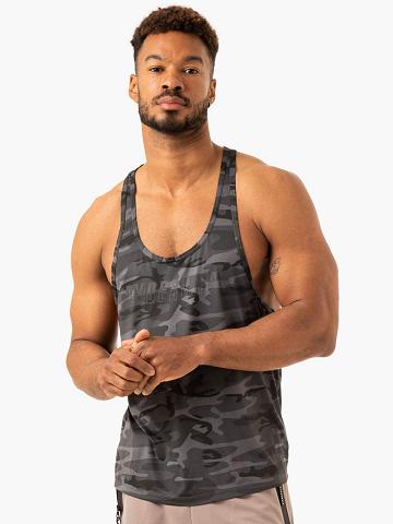 Ryderwear Men Gym Stringers Overdrive Stringer T-Back Men's Gym Stringers Black Camo | CA2619LH