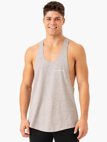 Ryderwear Men Gym Stringers Pursuit Stringer T-Back Men's Gym Stringers Light Grey Marl | CA2615VD