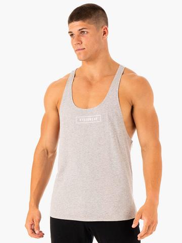 Ryderwear Men Gym Stringers Recharge Stringer T-Back Men's Gym Stringers Grey Marl | CA2613NB
