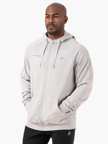 Ryderwear Men Jackets Pursuit Zip Up Hoodie Men's Jackets Light Grey Marl | CA2710MA