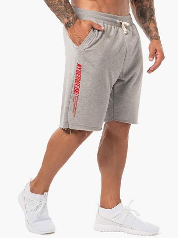 Ryderwear Men Shorts Block Fleece Track Men's Shorts Grey Marl/Red | CA2799MA