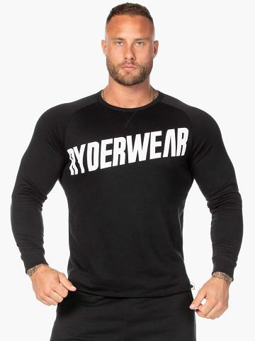 Ryderwear Men Sweaters Block Crew Neck Men's Sweaters Black/White | CA2844IS