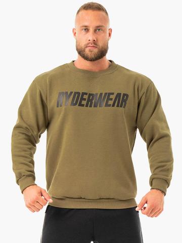 Ryderwear Men Sweaters Ease Fleece Pullover Men's Sweaters Khaki | CA2841AP