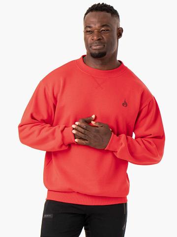 Ryderwear Men Sweaters Reset Fleece Crew Neck Men's Sweaters Red | CA2819YU