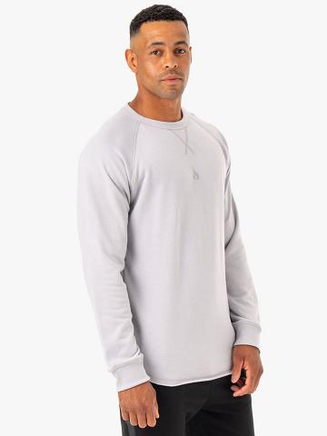 Ryderwear Men Sweaters Restore Crew Neck Men's Sweaters Snow Grey | CA2815PQ