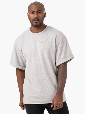 Ryderwear Men T Shirts Pursuit Oversized Fleece Men's T Shirts Light Grey Marl | CA2870MA