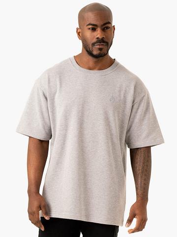 Ryderwear Men T Shirts Throwback Oversized Fleece Men's T Shirts Grey Marl | CA2856FM