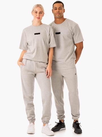 Ryderwear Men T Shirts Unisex Oversized Men's T Shirts Grey Marl | CA2854HK