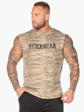 Ryderwear Men Tanks Camo Fleece Tank Men's Tanks Tan Camo | CA3081WY