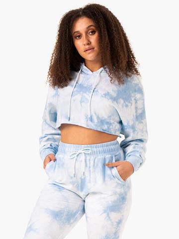 Ryderwear Women Hoodie Tie Dye Pullover Women's Hoodie Sky Blue Tie Dye | CA2479EX