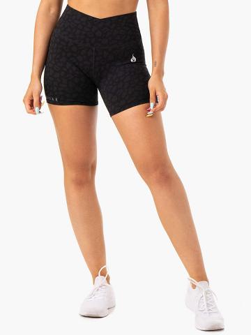 Ryderwear Women Shorts Amazon High Waisted Women's Shorts Black Leopard | CA2178VD