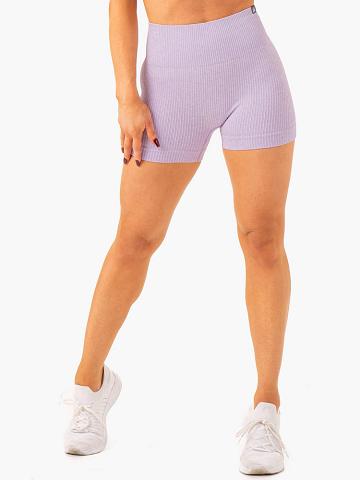 Ryderwear Women Shorts Rib Seamless Women's Shorts Lavender Marl | CA2190OR