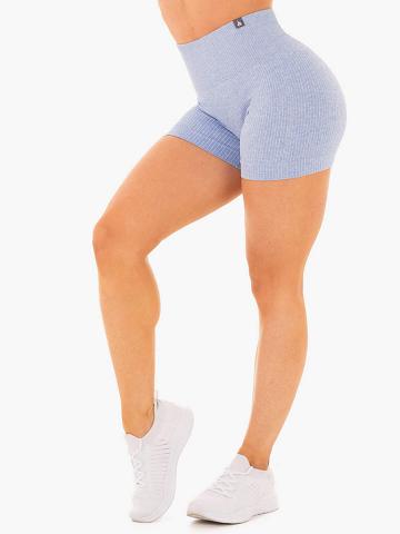 Ryderwear Women Shorts Rib Seamless Women's Shorts Blue Marl | CA2204VD