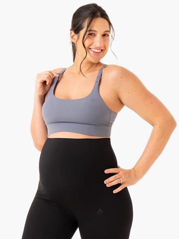 Ryderwear Women Sports Bra Active Bump Women's Sports Bra Steel Blue | CA1938JJ