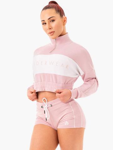 Ryderwear Women Sweaters Cropped Track Jumper Women's Sweaters Pink | CA1547HK