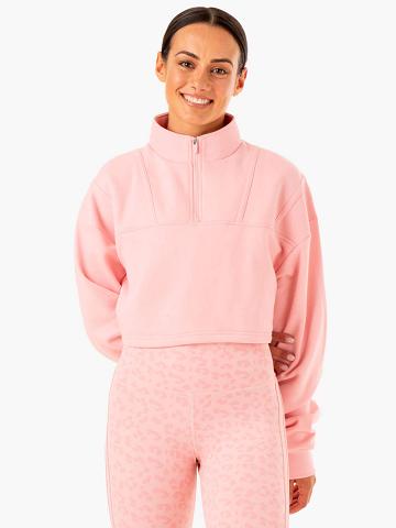 Ryderwear Women Sweaters Evolution Half Zip Women's Sweaters Pink | CA1579CE