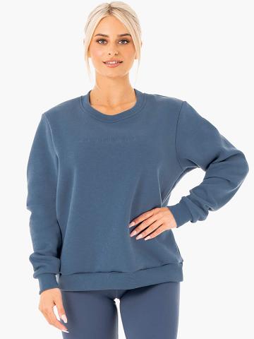 Ryderwear Women Sweaters Motion Oversized Women's Sweaters Steel Blue | CA1544DN