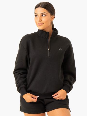 Ryderwear Women Sweaters Restore Half Zip Women's Sweaters Black | CA1551ZG