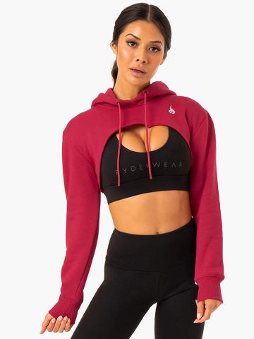 Ryderwear Women Sweaters Staples Super Crop Women's Sweaters Wine Red | CA1560EX