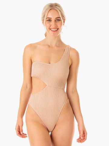 Ryderwear Women Swimwear Paradise Cut Out One Piece Women's Swimwear Sand | CA1499ZG