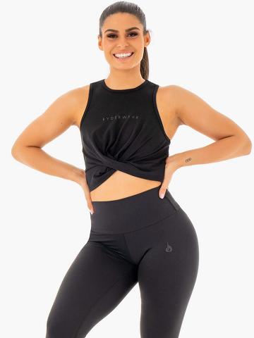 Ryderwear Women Tanks Adapt Twist Cropped Women's Tanks Black | CA1128DN