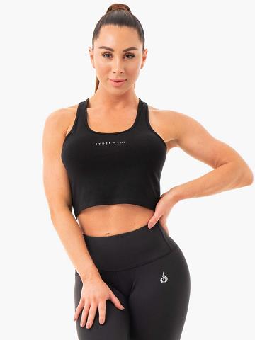 Ryderwear Women Tanks Cropped Racer Back Women's Tanks Black | CA1126AP