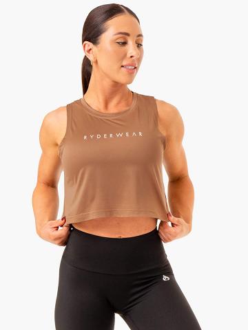 Ryderwear Women Tanks Hybrid Muscle Women's Tanks Mocha | CA1240XF