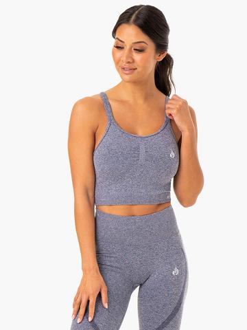 Ryderwear Women Tanks Sculpt Seamless Women's Tanks Navy Marl | CA1167MA