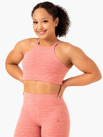 Ryderwear Women Tanks Transform Reversible Sports Crop Women's Tanks Pink Zebra | CA1288JJ